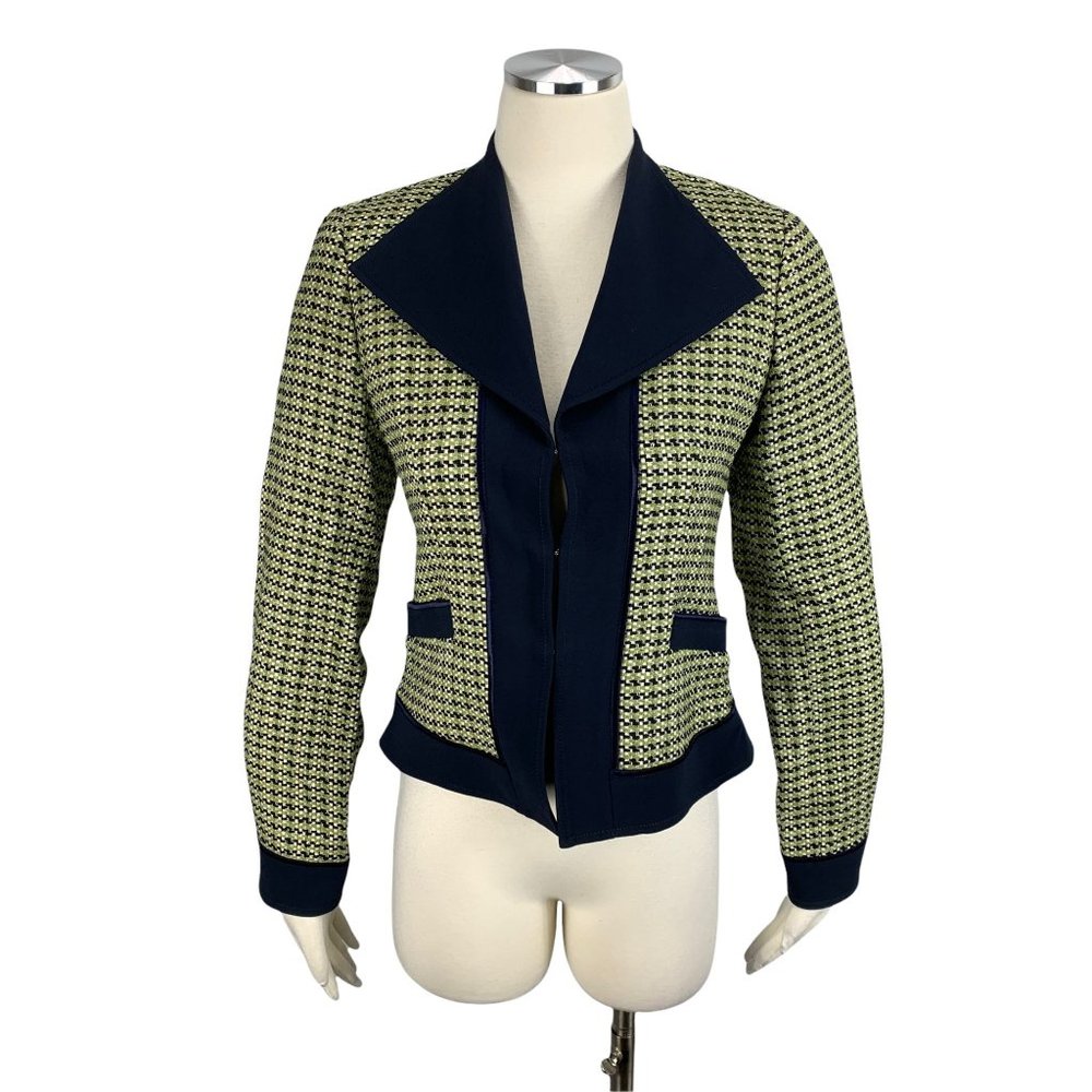 DONCASTER Signature 2 Blazer Silk Blazer Career Business Green Blue Rayon Blend